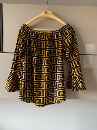 Top velluto geometrico oro nero tg M