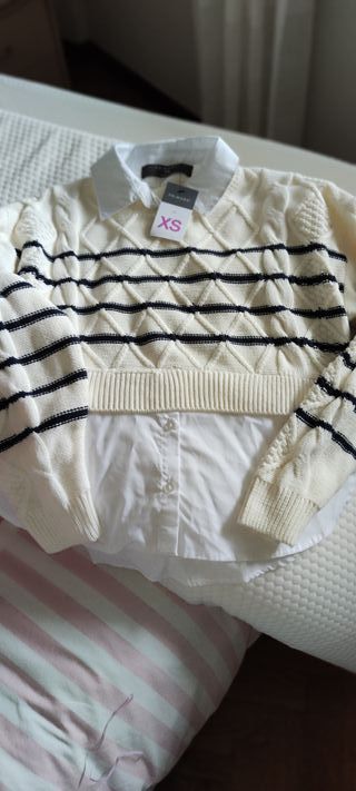 Jersey Mujer Primark XS Rayas Blanco y Negro