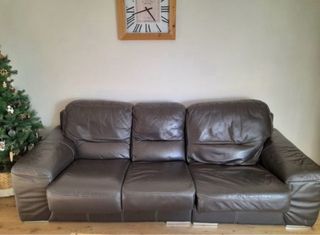 Sofá de piel marrón 4 plazas