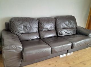 Sofá de piel marrón 4 plazas
