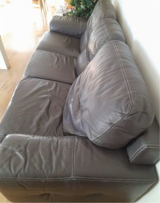 Sofá de piel marrón 4 plazas