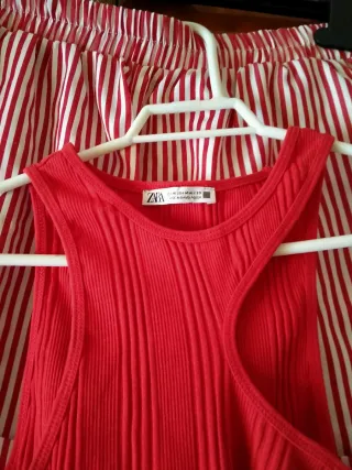 Conjunto Mujer Rojo y Blanco Rayas