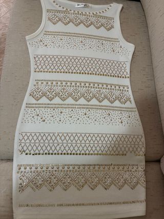Vestido Redial blanco con pedrería T-L