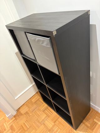 Estantería Kallax Ikea Negra con Cubos Grises