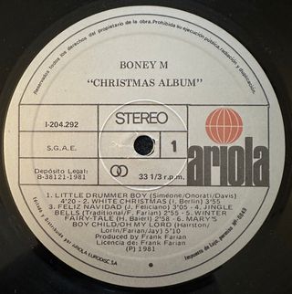 BONEY M VINILO LP NAVIDAD FELICES FIESTAS 1981