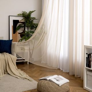 Cortinas visillo lino beige Miulee 140x235cm