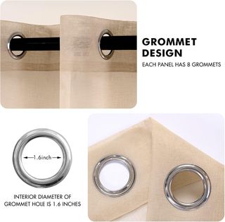 Cortinas visillo lino beige Miulee 140x235cm