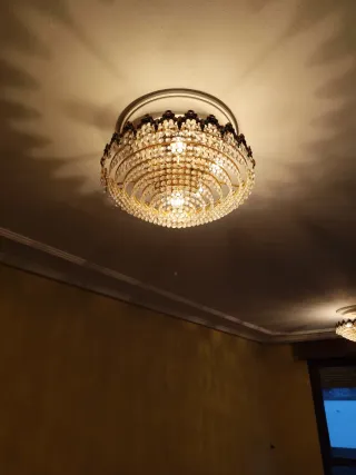 Lámpara de techo cristal y metal