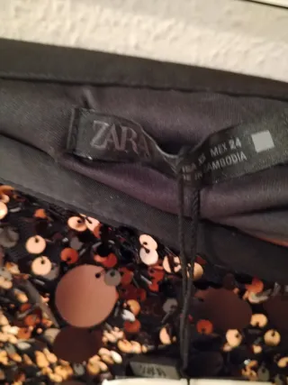 Minifalda Zara lentejuelas negra y dorada T.XS