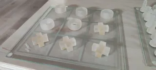 Tablero de Ajedrez de Cristal + 3 en Raya + Damas