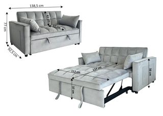 LIQUIDACION!!! Divano Letto Grigio in Velluto