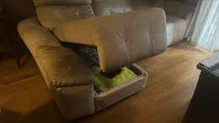 Sofá esquinero beige 2.95m con motor