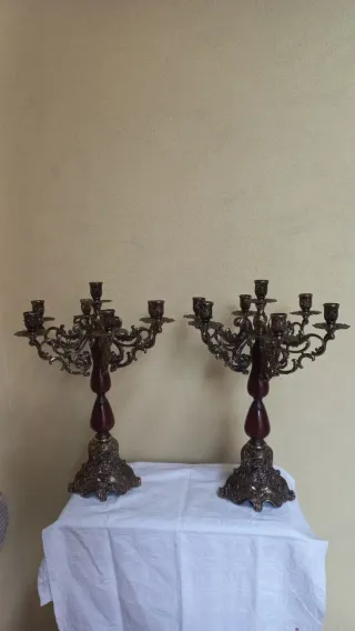 Coppia Candelabri Ottone/Bronzo