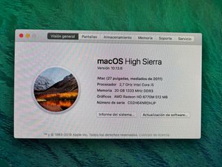 iMac 27 Intel Core i5 Plata