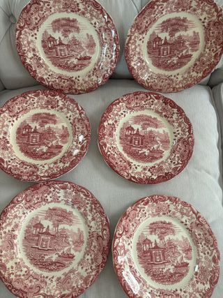 6 Platos Llanos La Cartuja de Sevilla Rosa