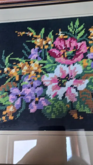 Quadro a mezzo punto fiori cotone