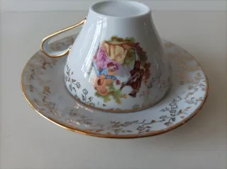 Taza desayuno con plato porcelana
