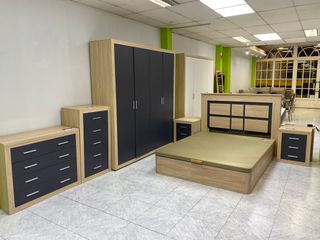 Habitación Completa Gris y color Madera ¡Nuevo!