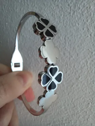 Bracciale Acciaio con Quadrifogli