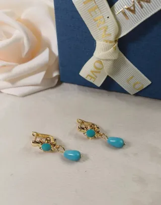 Pendientes Chapado Oro 18k y Turquesa