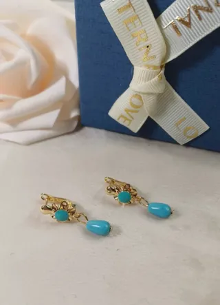 Pendientes Chapado Oro 18k y Turquesa