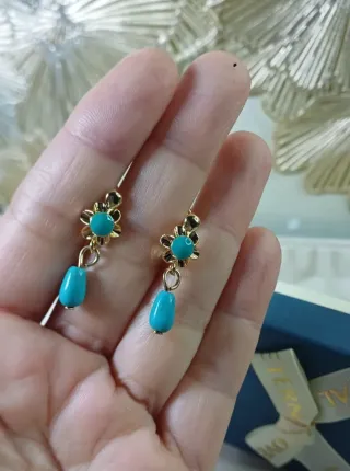 Pendientes Chapado Oro 18k y Turquesa