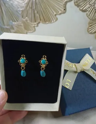 Pendientes Chapado Oro 18k y Turquesa