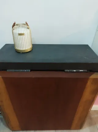 Mesa comedor plegable madera maciza y hierro