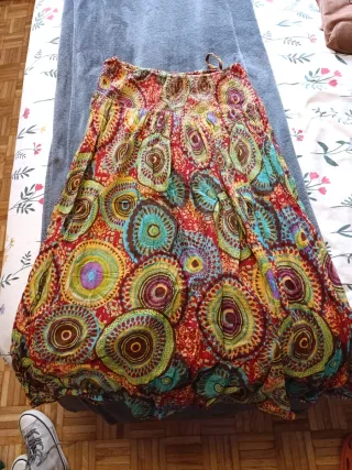 Falda larga estampada multicolor