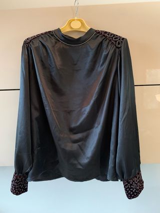 Elegante Top Nero e Viola Tg L