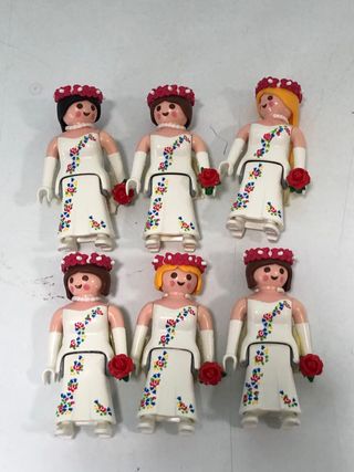 Lote 6 Novias Playmobil Vestido Blanco Flores