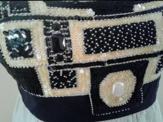 Zara Talla S - Vestido Seda Crema y Negro