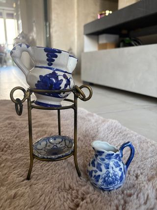 Set miniature ceramica decorata blu