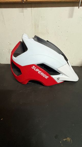 Casco Bicicleta MTB Superride Blanco/Rojo Talla L