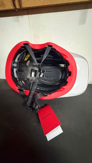 Casco Bicicleta MTB Superride Blanco/Rojo Talla L