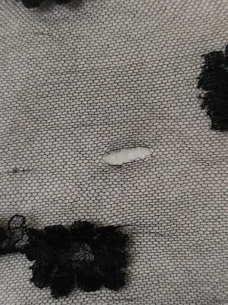 Mantilla Fallera Negra Encaje Floral Adulta