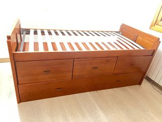 Cama nido 90x190 con 3 cajones y cama debajo.