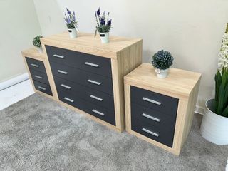 Pack comoda 4 cajones + 2 mesita noche 3 cajones