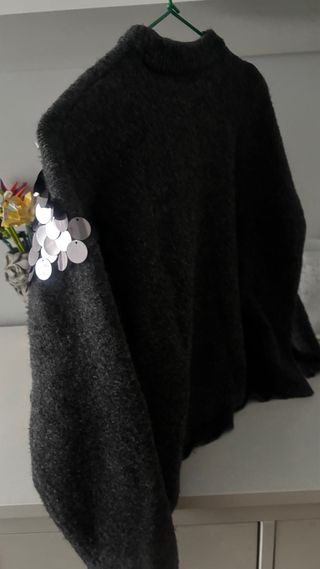 Jersey lana gris lentejuelas