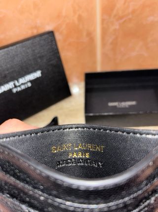 Cardholder Saint Laurent Nero Logo Oro