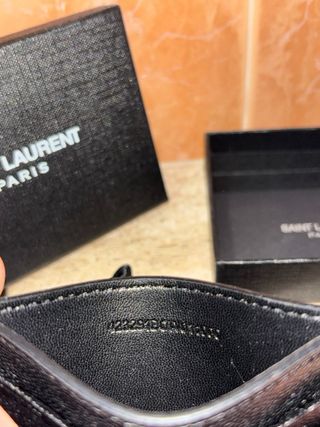 Cardholder Saint Laurent Nero Logo Oro