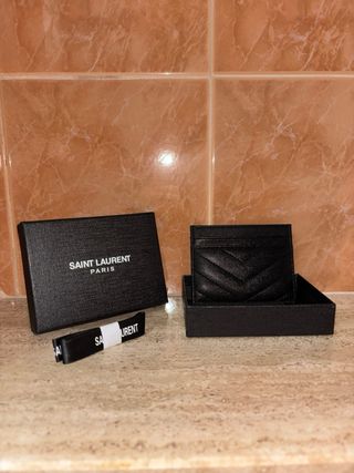 Cardholder Saint Laurent Nero Logo Oro