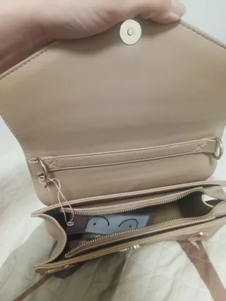 Borsa Glimmed Beige con Patch