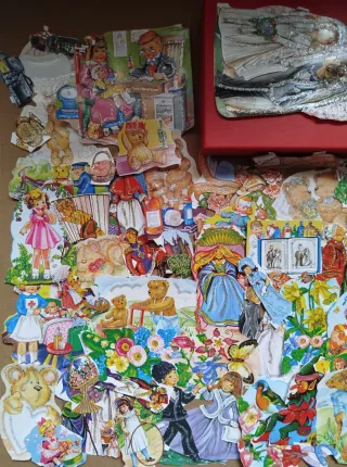 Cromos troquelados purpurina vintage variados + 85