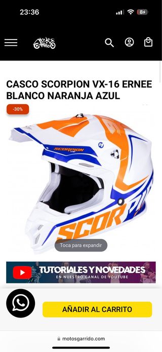 Casco Scorpion VX-16 Ernee Blanco Naranja Azul