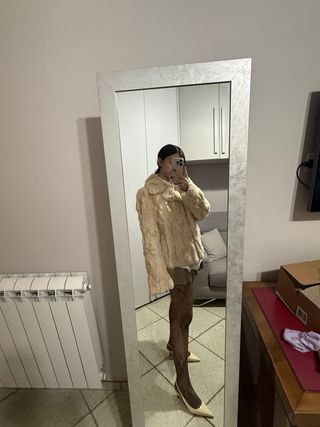 Pelliccia alta qualità panna