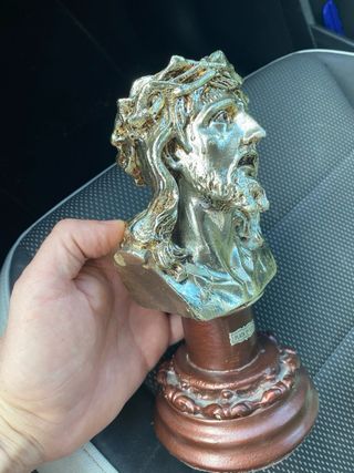 Busto Cristo Metal Plata Años 60