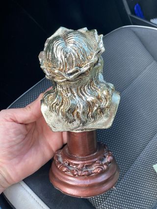 Busto Cristo Metal Plata Años 60