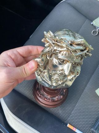 Busto Cristo Metal Plata Años 60