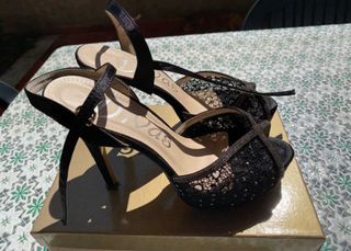 Sandali DiVas neri tacco alto pizzo strass 39